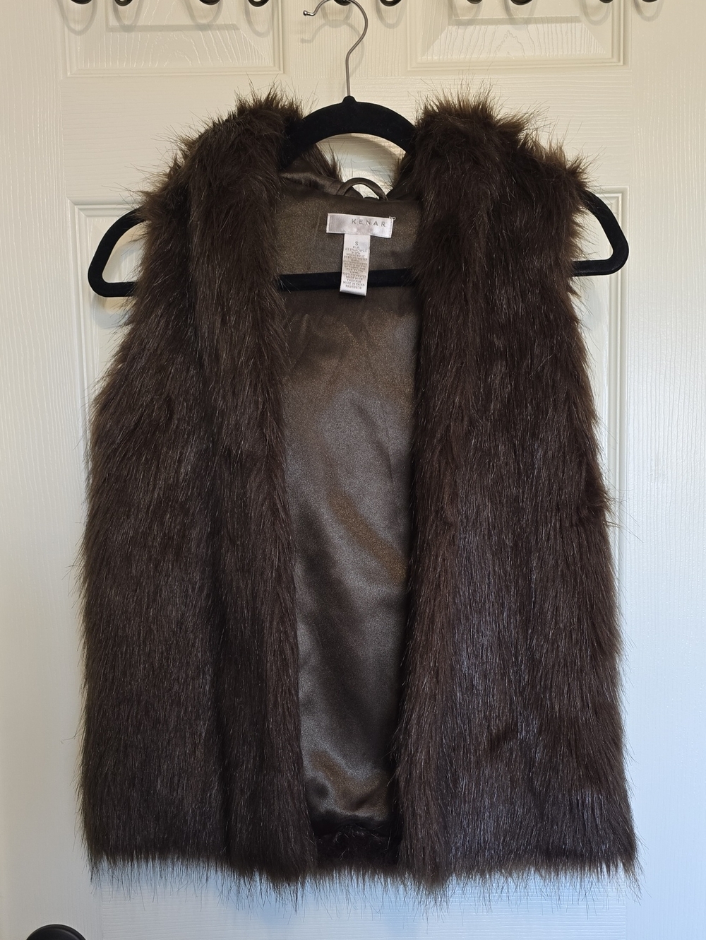 Kenar Chocolate Brown Faux Fur Hooded Vest